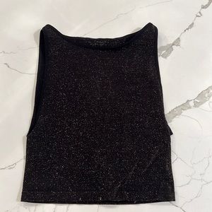 Free People: Black and Gold Sparkle Tank